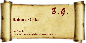 Bakos Gida névjegykártya